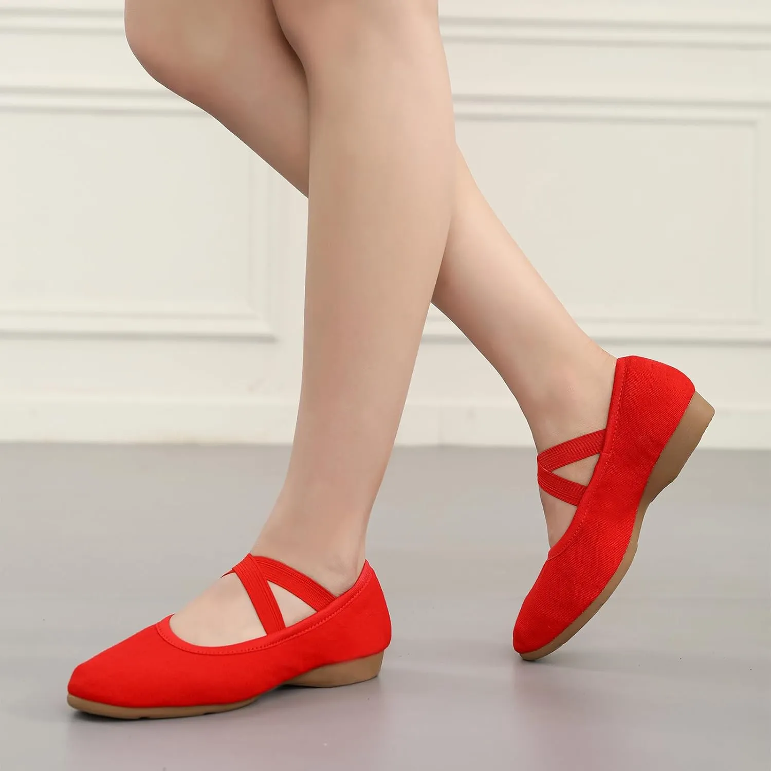 Women Flat Dance Practice Shoes Canvas Ballroom Social Dance Shoes for Beginner