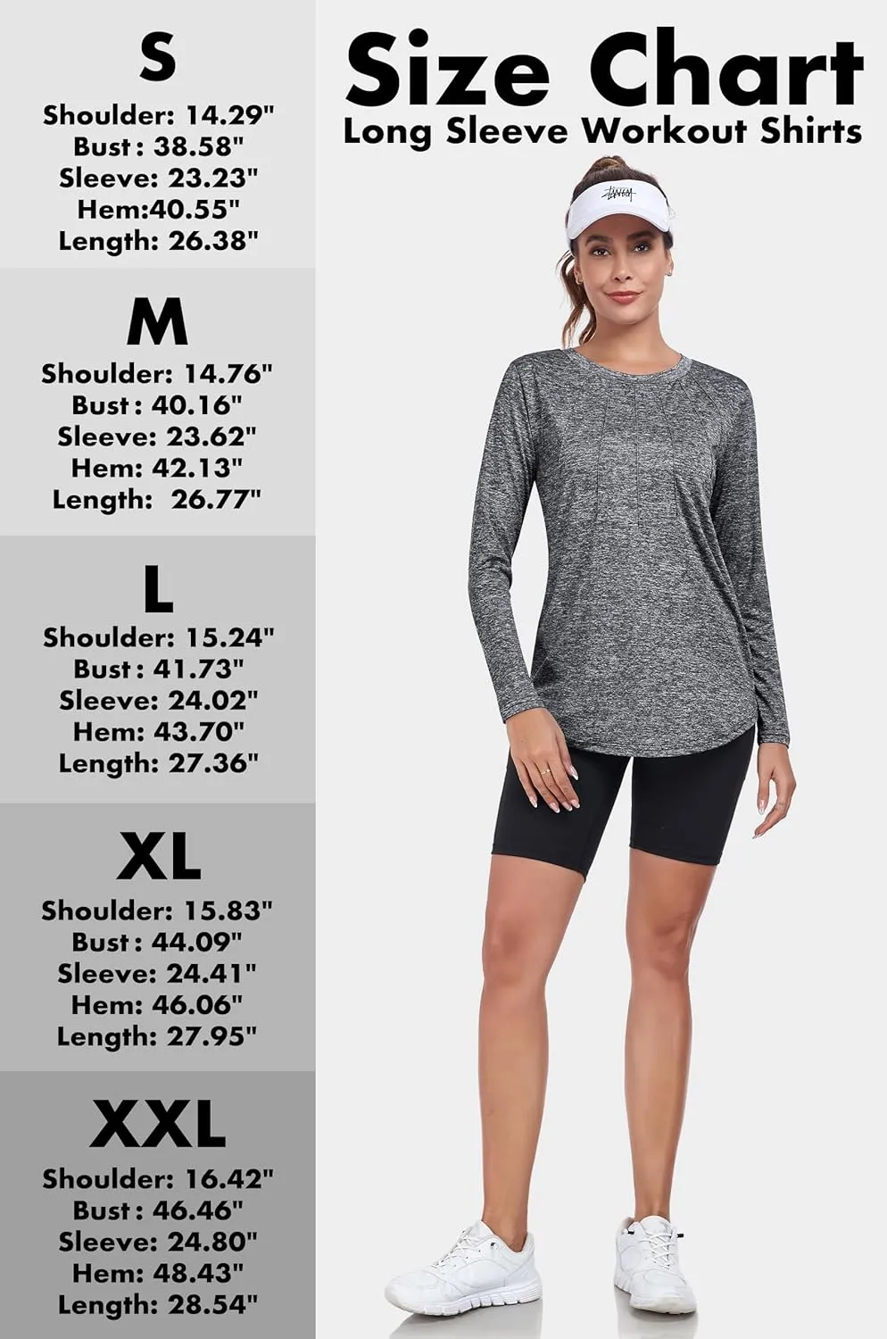 Women Long Sleeve Workout Shirts, Sport Tops Crewneck Lightweight Quick Dry Hiking Athletic T-Shirts