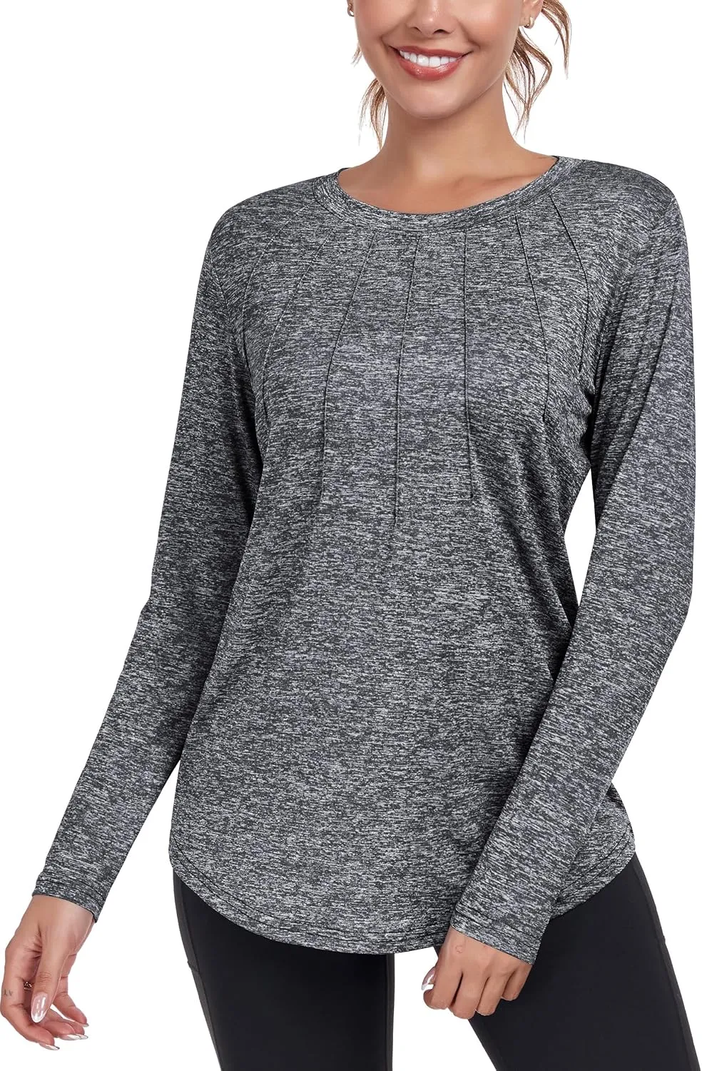 Women Long Sleeve Workout Shirts, Sport Tops Crewneck Lightweight Quick Dry Hiking Athletic T-Shirts