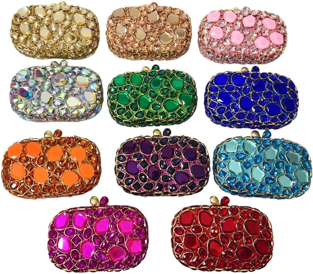 Women Pillow Crystal Evening Bag Glitter Gemstone Clutch Purse Sparkly Handbag for Wedding Celebration Gathering