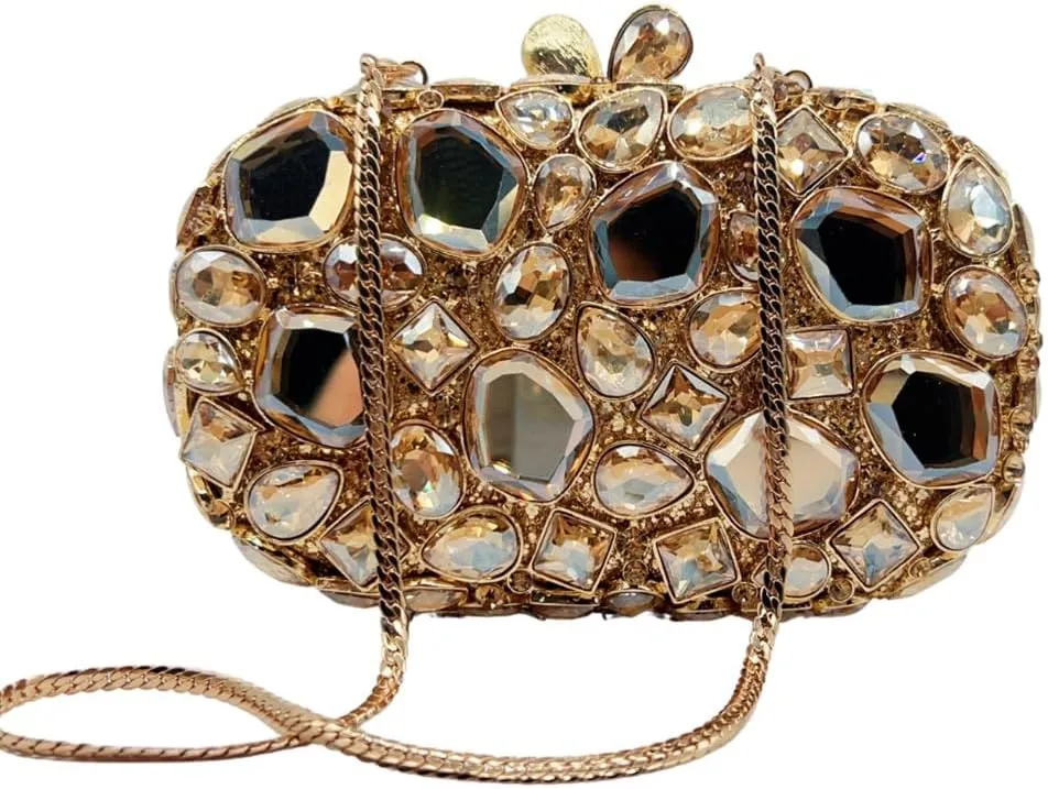 Women Pillow Crystal Evening Bag Glitter Gemstone Clutch Purse Sparkly Handbag for Wedding Celebration Gathering