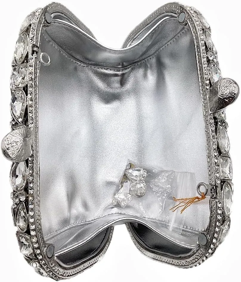 Women Pillow Crystal Evening Bag Glitter Gemstone Clutch Purse Sparkly Handbag for Wedding Celebration Gathering