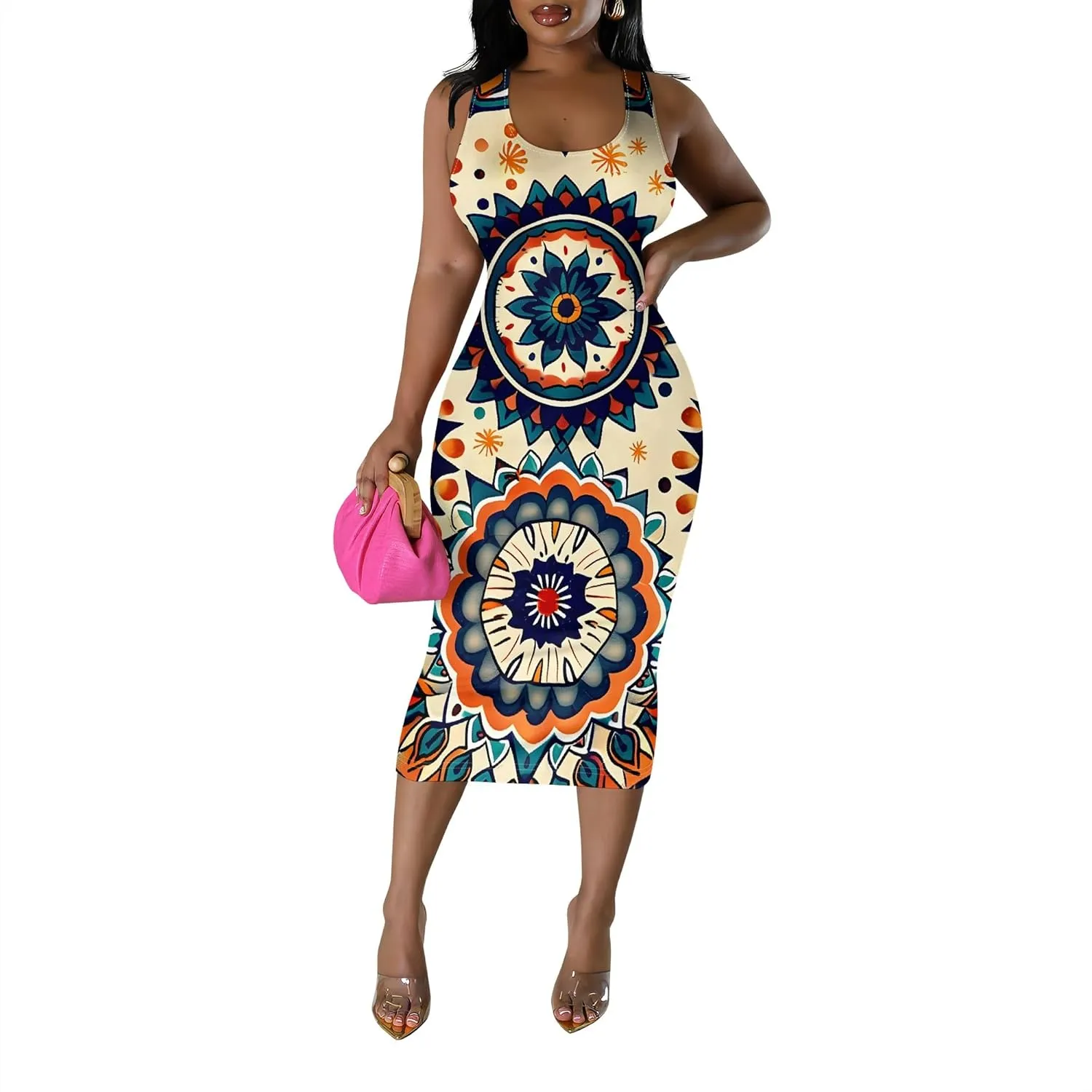 Women Sexy Bodycon Tank Top Dress Summer Pencil Sleeveless Basic Midi Dresses Party Club Beach Sundresses XS-3XL