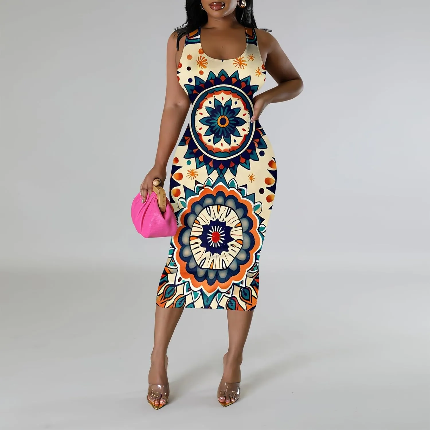 Women Sexy Bodycon Tank Top Dress Summer Pencil Sleeveless Basic Midi Dresses Party Club Beach Sundresses XS-3XL
