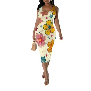 Women Sexy Bodycon Tank Top Dress Summer Pencil Sleeveless Basic Midi Dresses Party Club Beach Sundresses XS-3XL