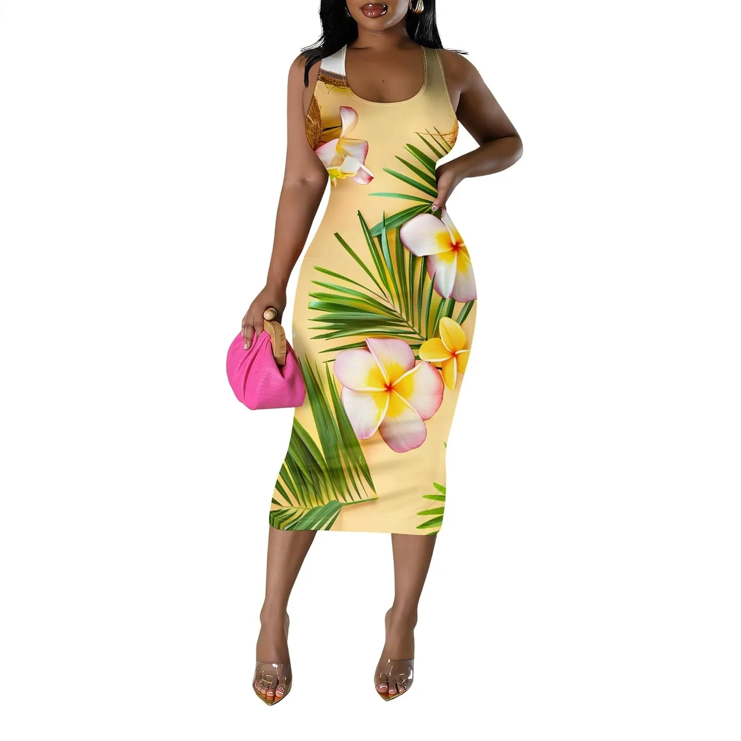 Women Sexy Bodycon Tank Top Dress Summer Pencil Sleeveless Basic Midi Dresses Party Club Beach Sundresses XS-3XL