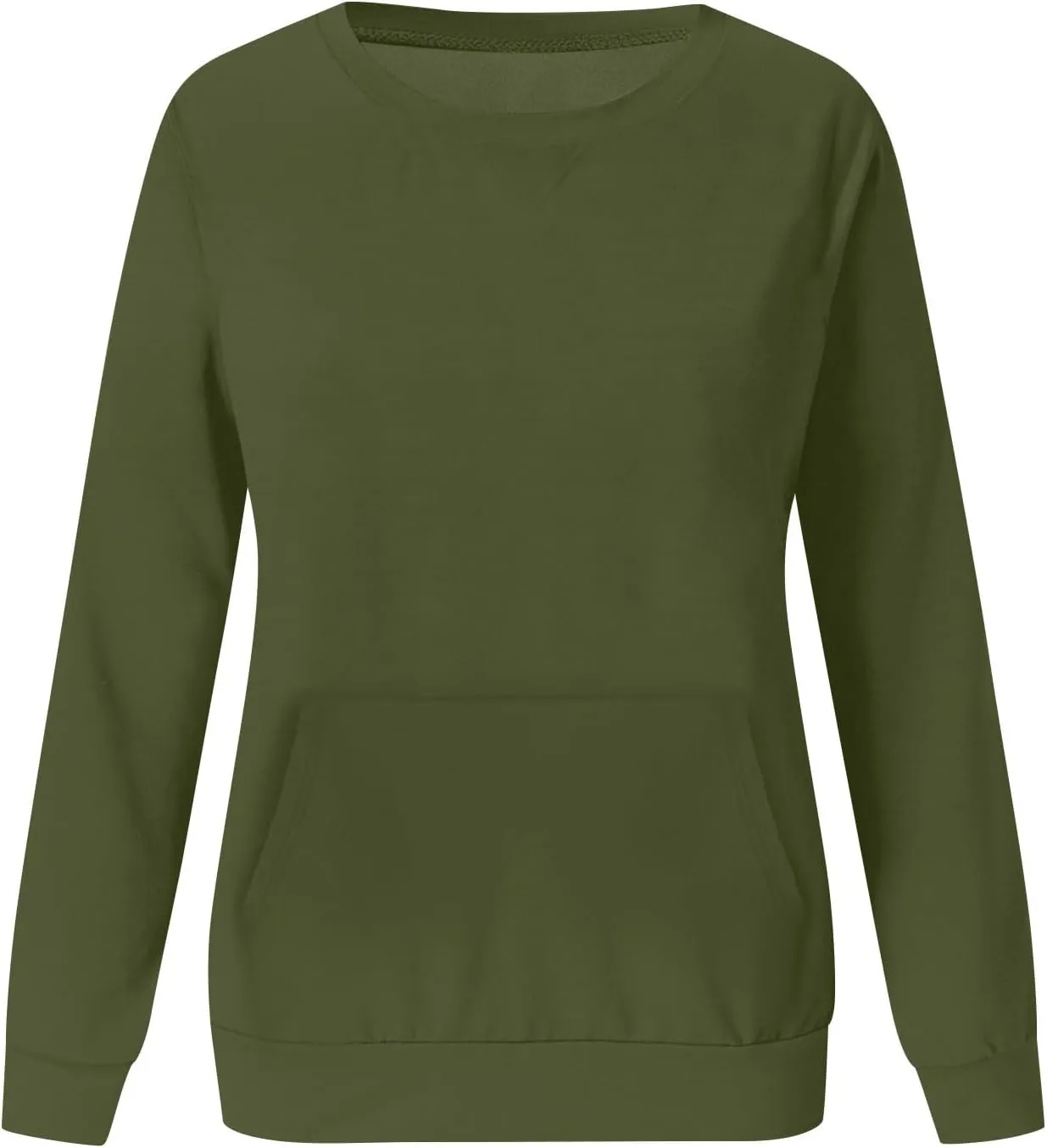 Women Solid Colors Crewneck Sweatshirts Long Sleeve Pullover Tops No Hood Cute Sweatshirt Comfort Sweaters 2024