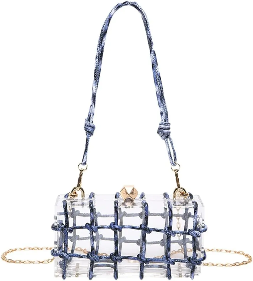 Women Transparent Acrylic Evening Bag Elegant Clutch Purse with Knotted Rope for Dancing Party Prom