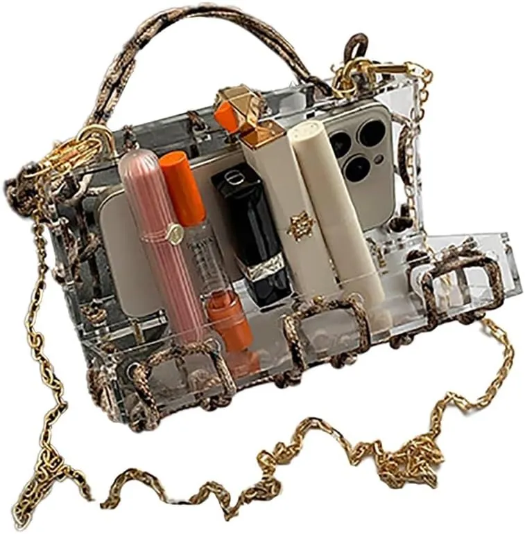 Women Transparent Acrylic Evening Bag Elegant Clutch Purse with Knotted Rope for Dancing Party Prom
