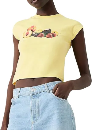 Women Vintage Graphic Baby Tees Cute Print Short Sleeve Crop Top Fairy Crew Neck Top 00s Aesthetic Going Out Shirts