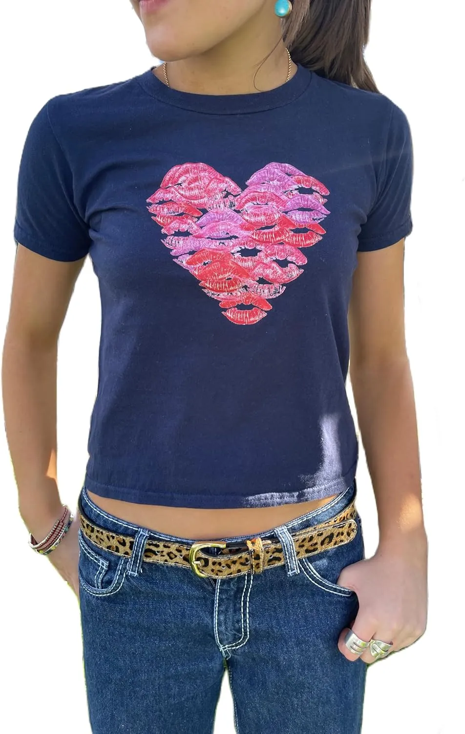 Women Vintage Graphic Baby Tees Cute Print Short Sleeve Crop Top Fairy Crew Neck Top 00s Aesthetic Going Out Shirts
