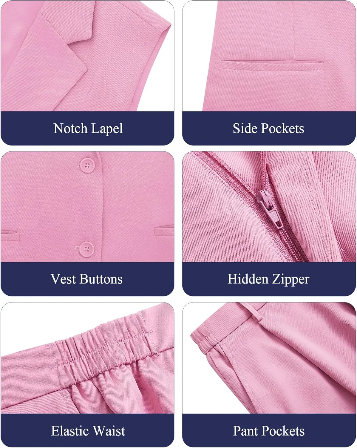 Women's 2 Piece Suit Sets Sleeveless Two Button Vest and Wide Leg Pants Business Casual Work Outfits