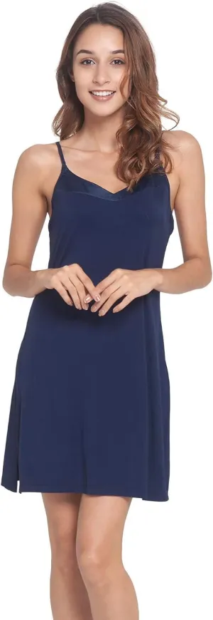 Women's Bamboo Viscose Full Slips for Under Dresses Soft Adjustable Spaghetti Straps Cami Slip Dress