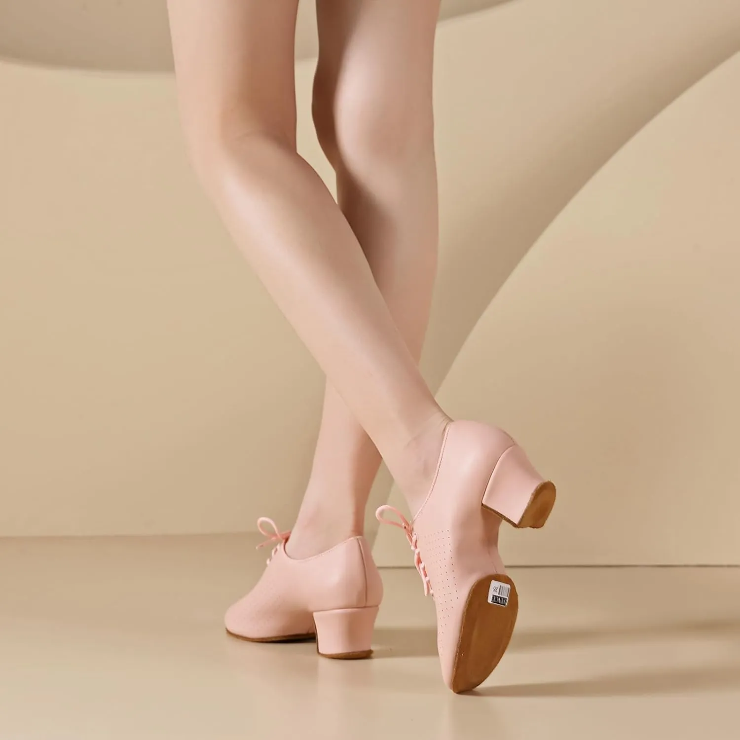 Women's Closed Toe Latin Dance Shoes Split-Sole Modern Salsa Teaching Ballroom Practice Dance Shoes,WDL-K21-Suede Sole-2Heel