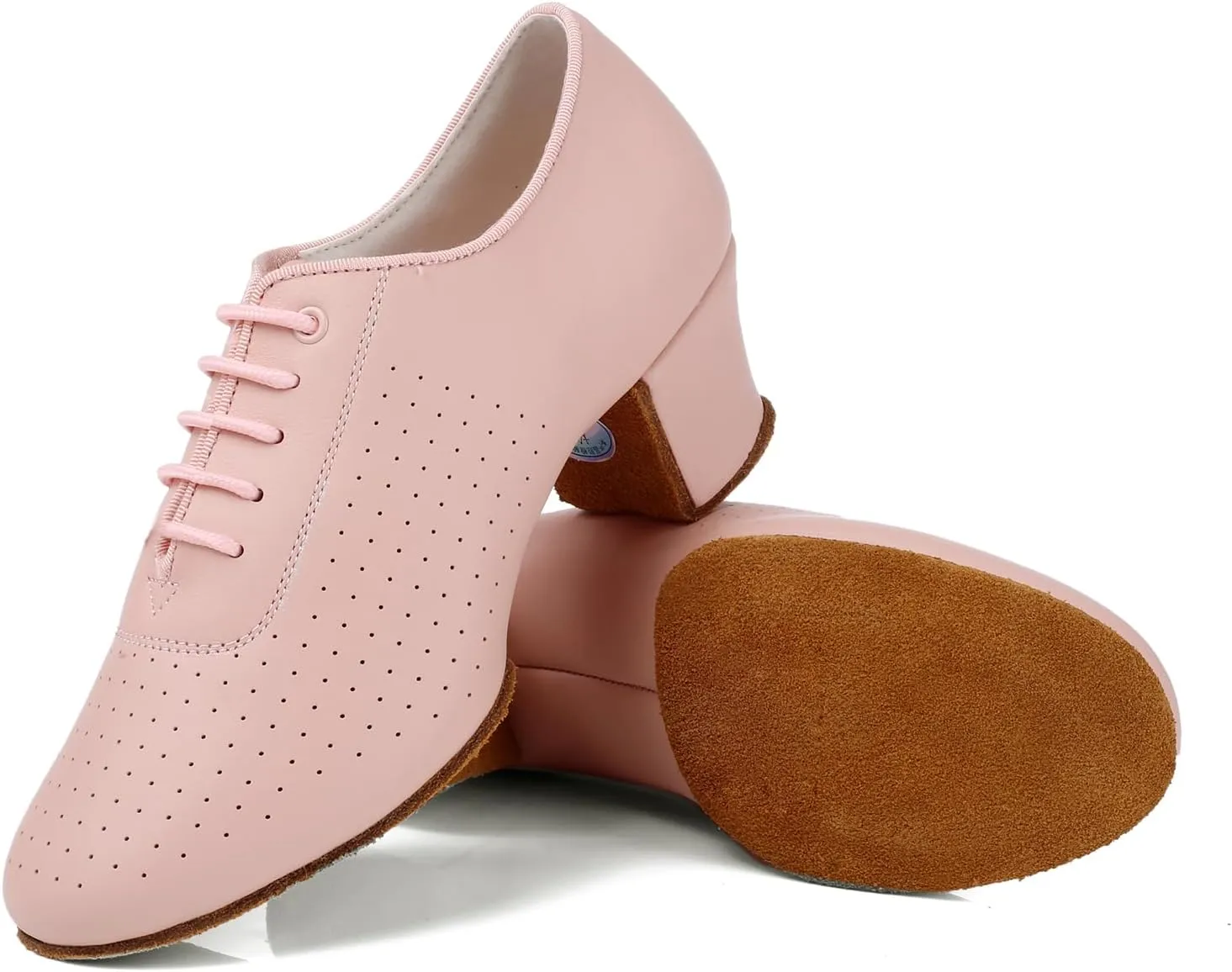 Women's Closed Toe Latin Dance Shoes Split-Sole Modern Salsa Teaching Ballroom Practice Dance Shoes,WDL-K21-Suede Sole-2Heel