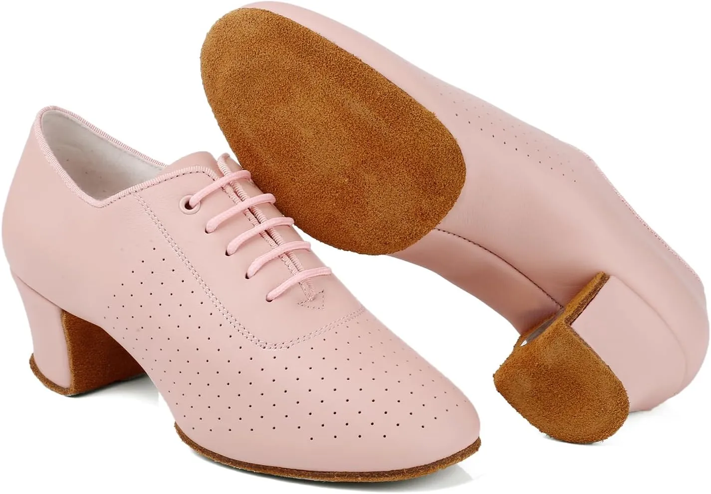 Women's Closed Toe Latin Dance Shoes Split-Sole Modern Salsa Teaching Ballroom Practice Dance Shoes,WDL-K21-Suede Sole-2Heel
