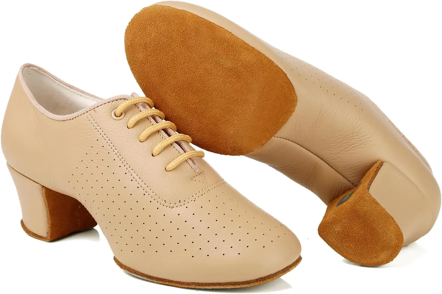 Women's Closed Toe Latin Dance Shoes Split-Sole Modern Salsa Teaching Ballroom Practice Dance Shoes,WDL-K21-Suede Sole-2Heel