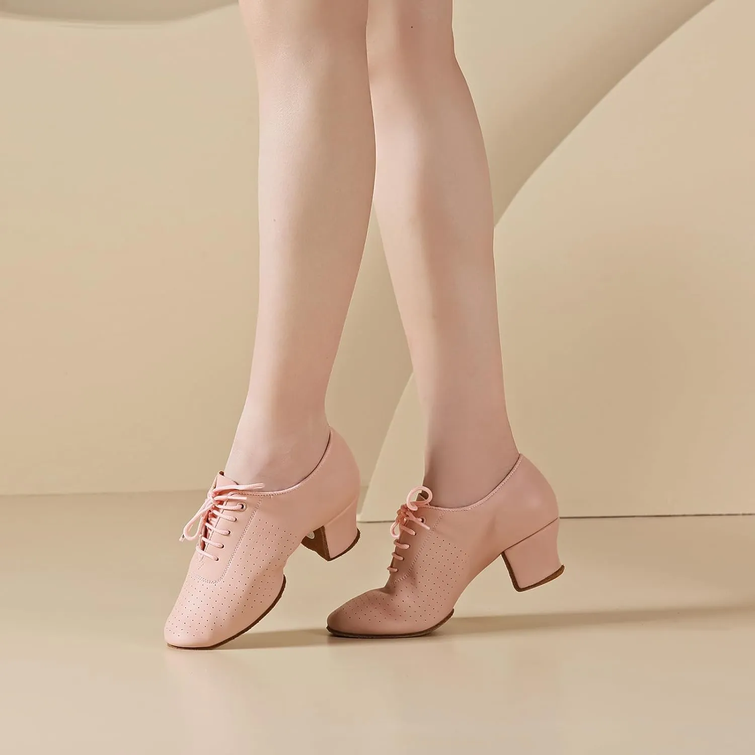 Women's Closed Toe Latin Dance Shoes Split-Sole Modern Salsa Teaching Ballroom Practice Dance Shoes,WDL-K21-Suede Sole-2Heel
