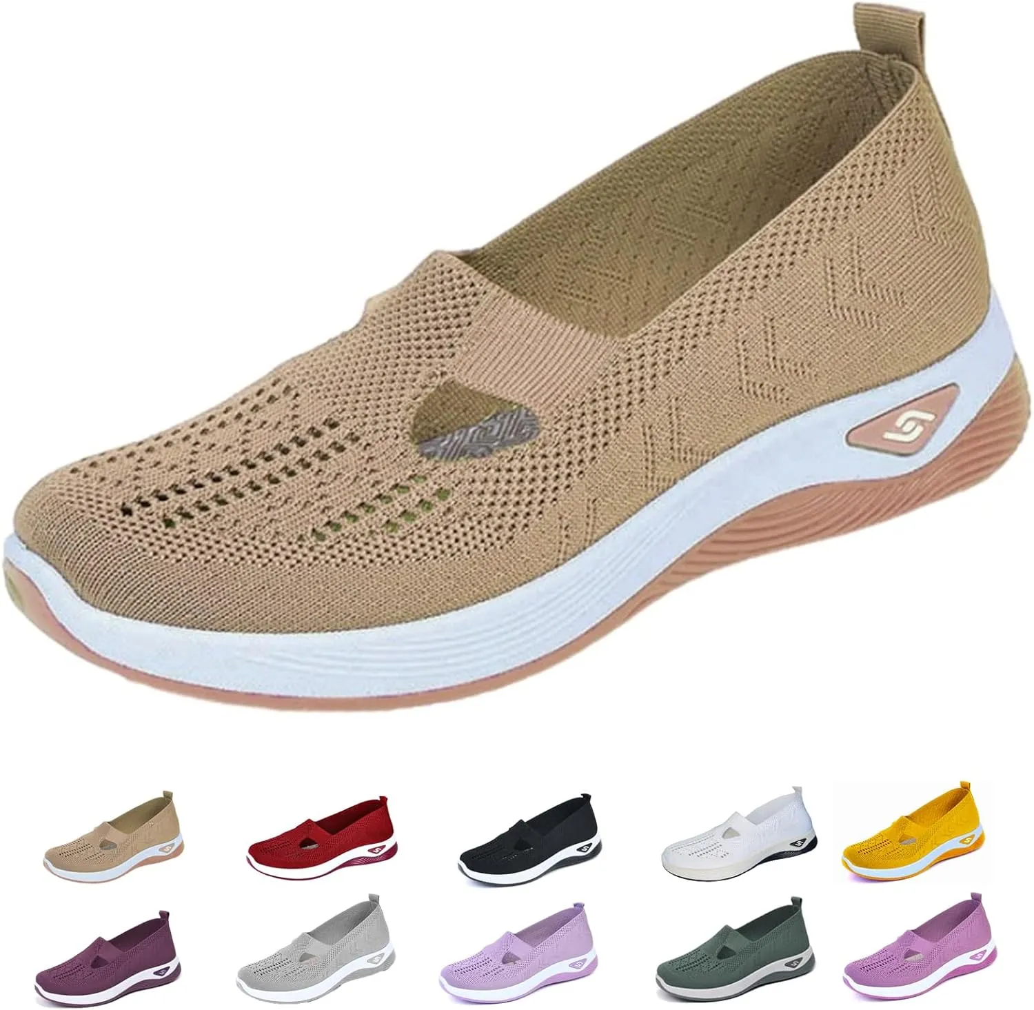 Women's Comfortable Breathable Knitted Sneakers, Orthopedic Shoes for Women with Arch Support, Slip On Casual Sneakers Shoes