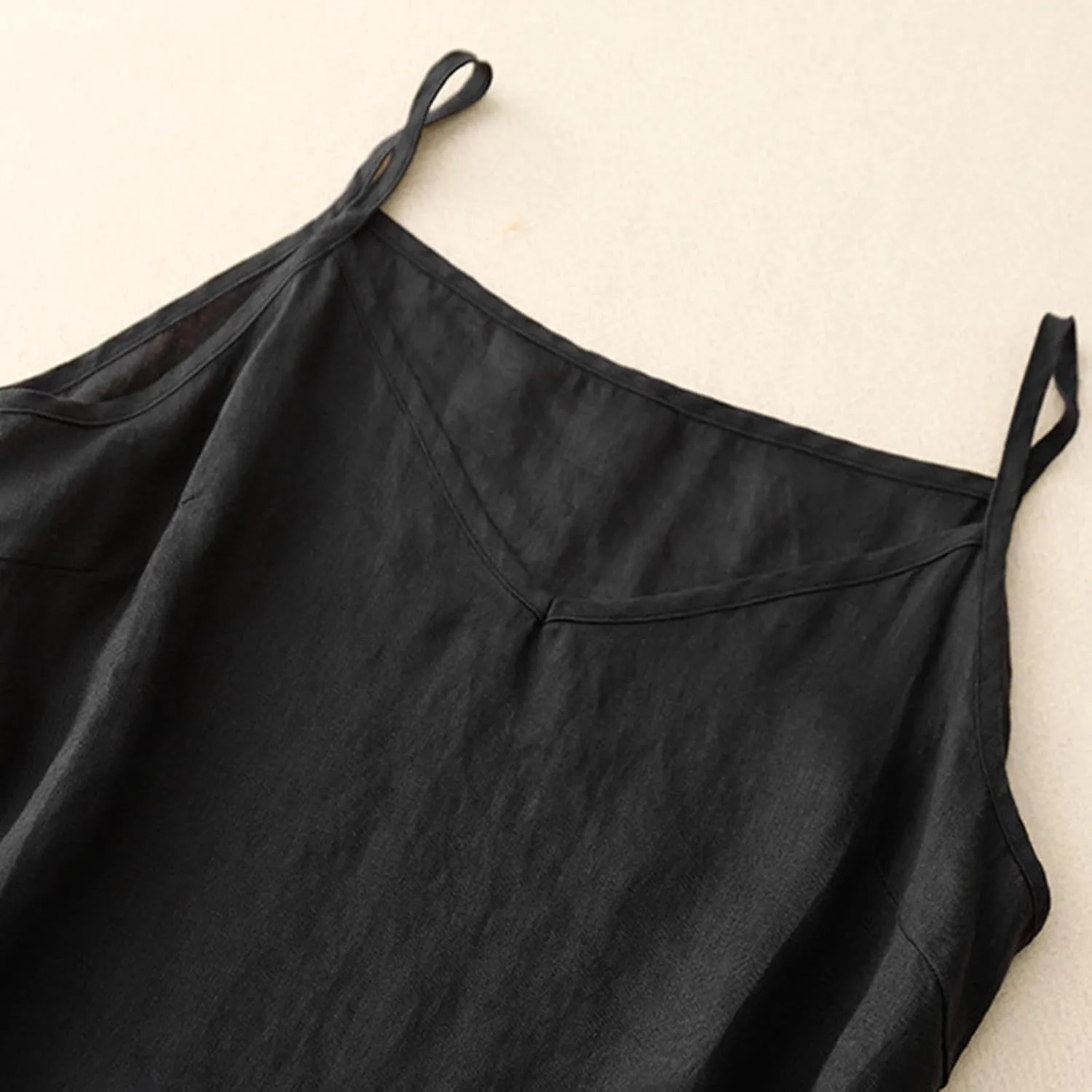 Womens Cotton Linen Camisole Tank Tops Casual V-Neck Sleeveless Crop Top Summer Loose Fit Spaghetti Strap Cami Shirts