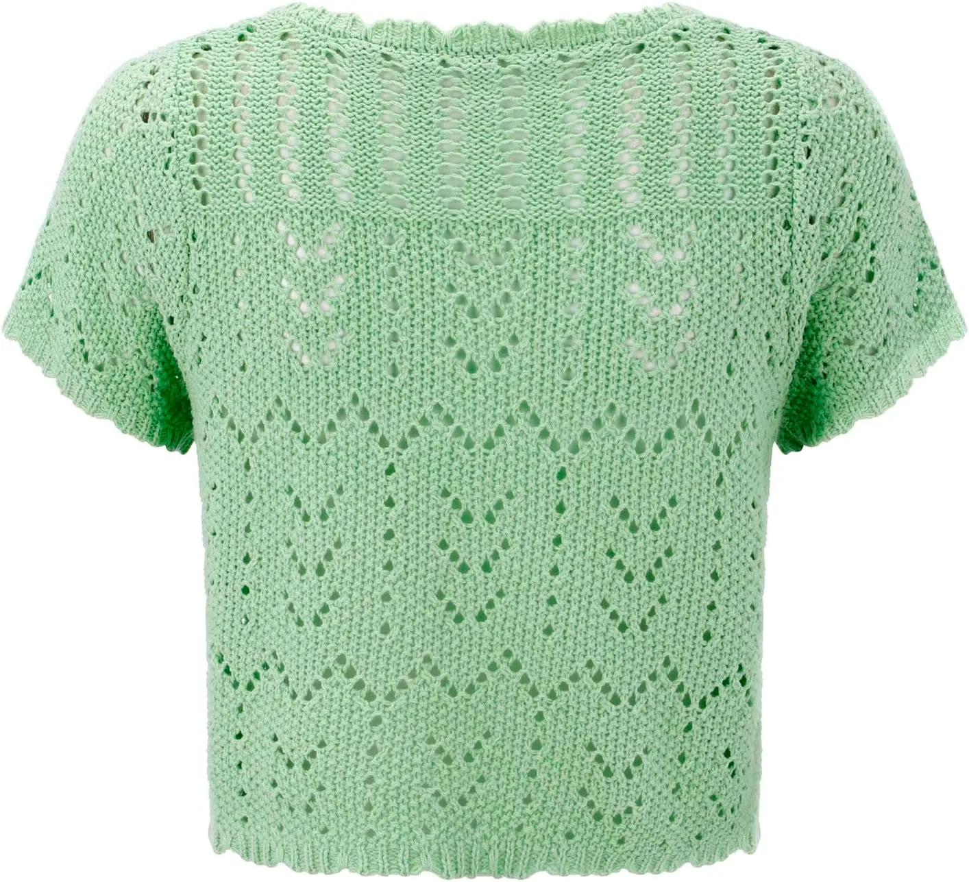 Womens Cropped Crochet Sweaters Summer V Neck Tie Front Cardigan Short Sleeve Hollow Loose Fit Athletic Tops for