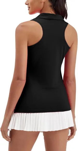 Women's Golf Shirts Sleeveles Tennis Polo Racerback Tank Top Athletic T Shirts