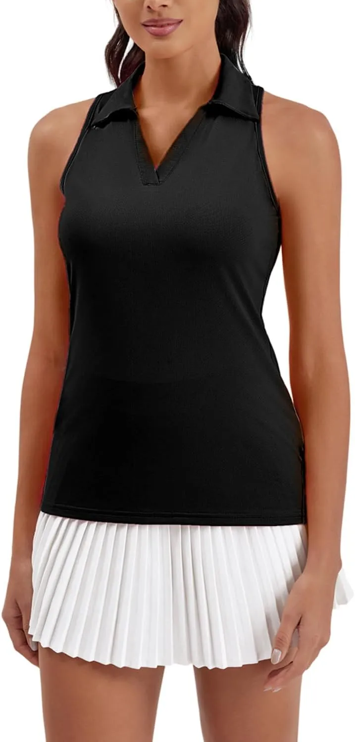 Women's Golf Shirts Sleeveles Tennis Polo Racerback Tank Top Athletic T Shirts