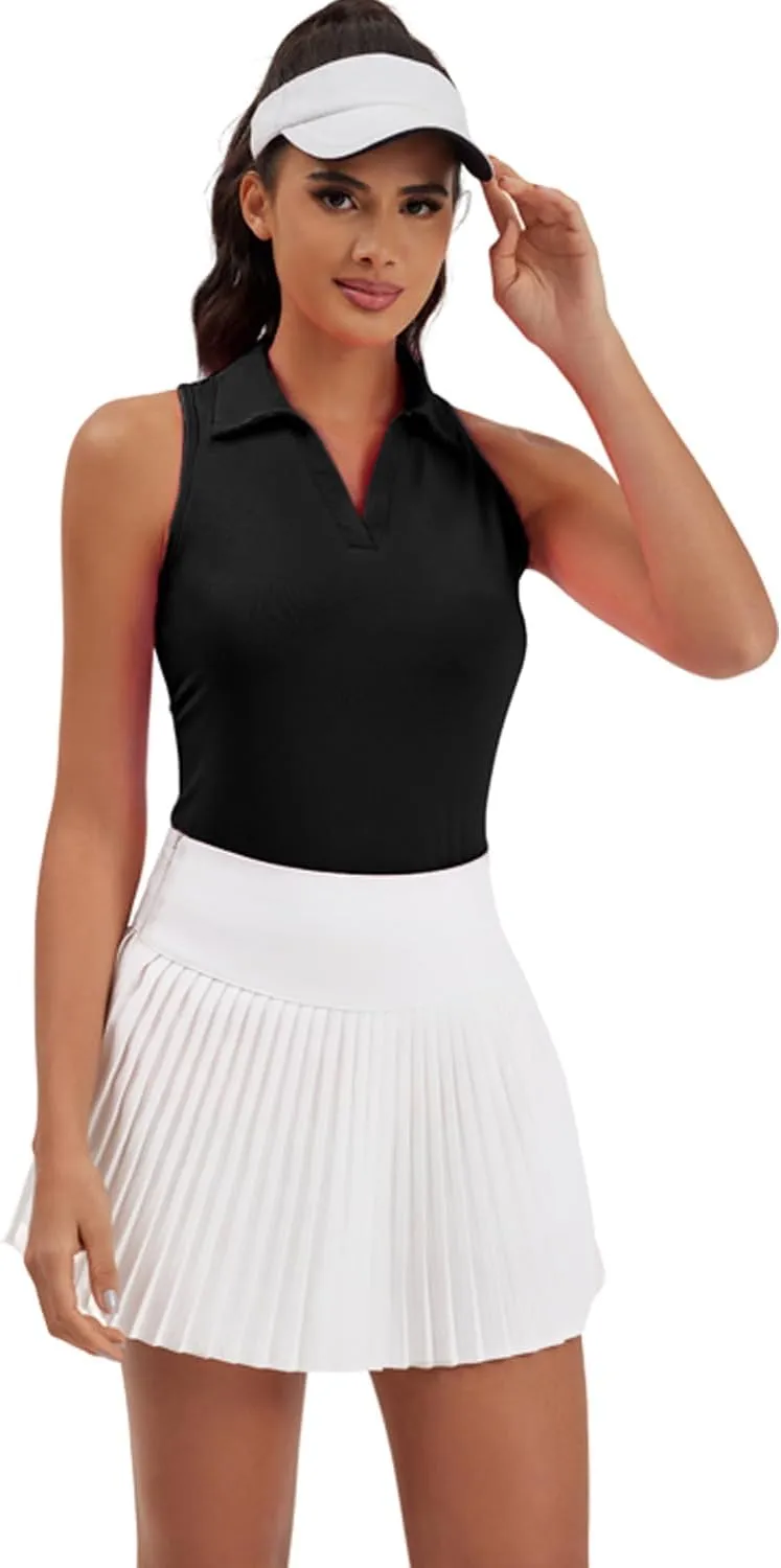Women's Golf Shirts Sleeveles Tennis Polo Racerback Tank Top Athletic T Shirts
