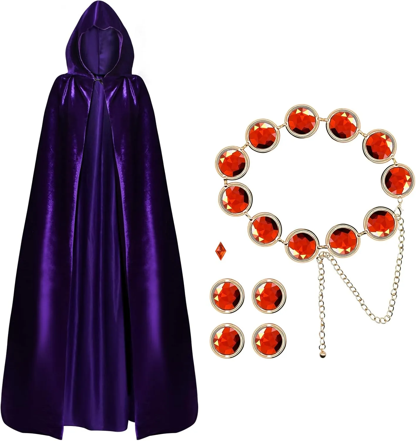 Women's Halloween Cosplay Costume,Purple Cape and Anime Cosplay Waist Belt, Costumes Props Set