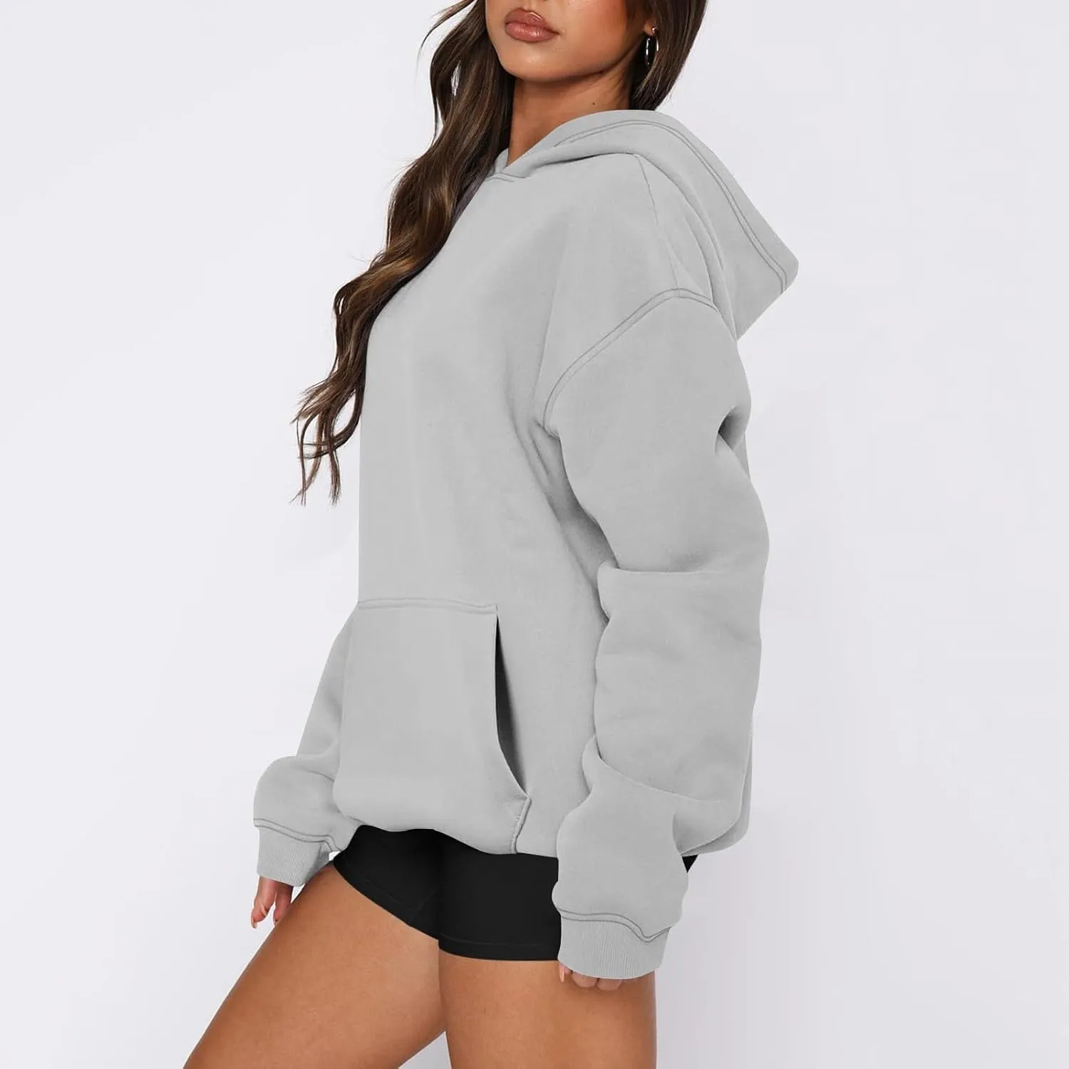 Womens Hoodies Pullover Fleece Lined Oversized Hooded Sweatshirts Teen Girls Sweaters Y2k Hoodie with Pockets