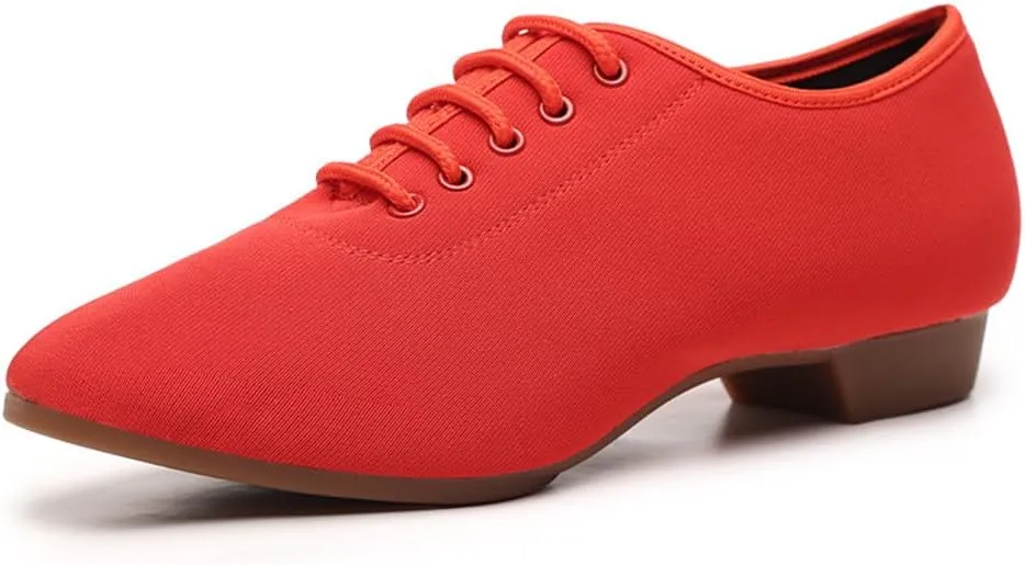 Women's Jazz Dance Shoes Lace-Up Dancing Shoes Breathable Canvas Latin Ballroom Dance Shoes
