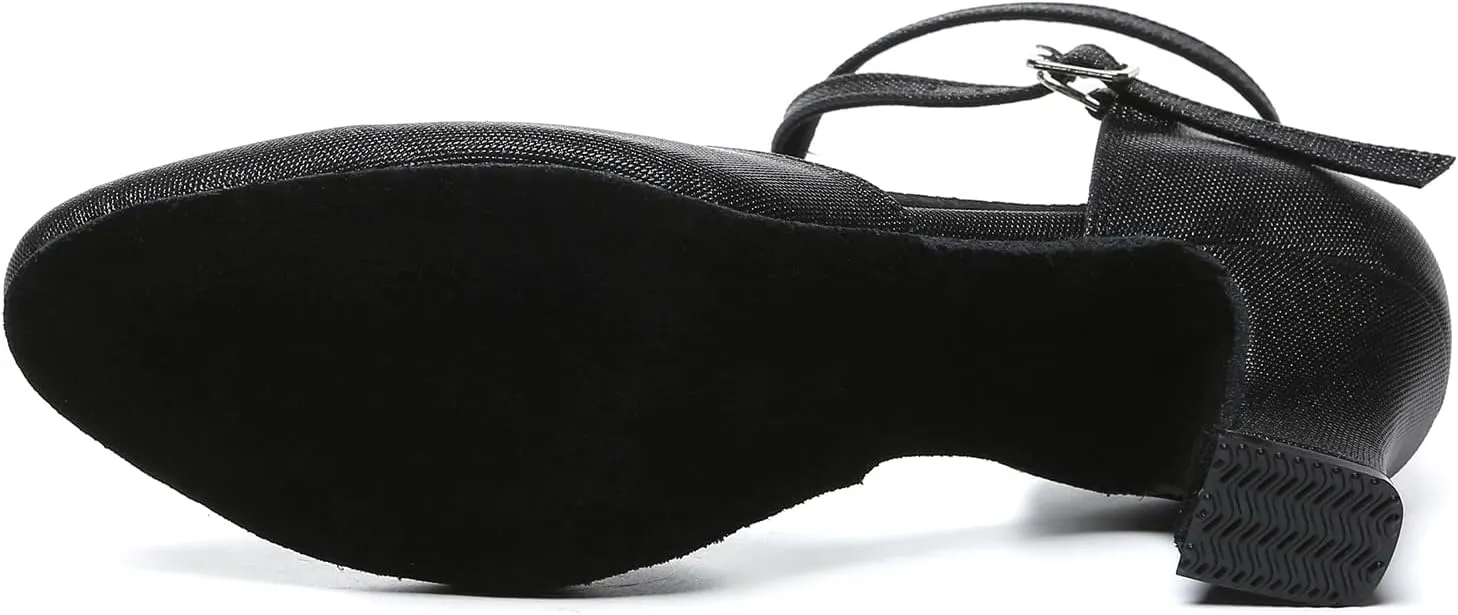 Women's Latin Dance Shoes Closed Toe Ballroom Salsa Tango Performance Dancing Practice Shoes