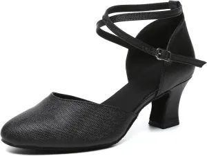 Women's Latin Dance Shoes Closed Toe Ballroom Salsa Tango Performance Dancing Practice Shoes