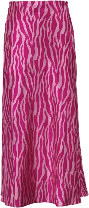Women's Midi Skirts Elegant Contrast Printed High Waist Irregular Stripes Zipper Skirt