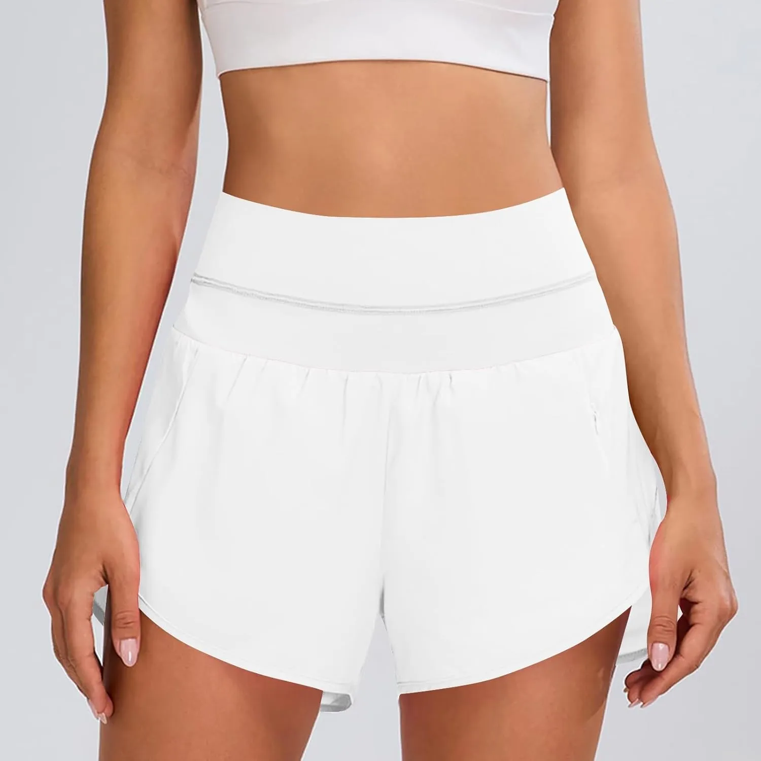 Women's Quick Dry Running Shorts High Waisted Athletic Dolphin Gym Workout Shorts with Liner High Split Prime of Day