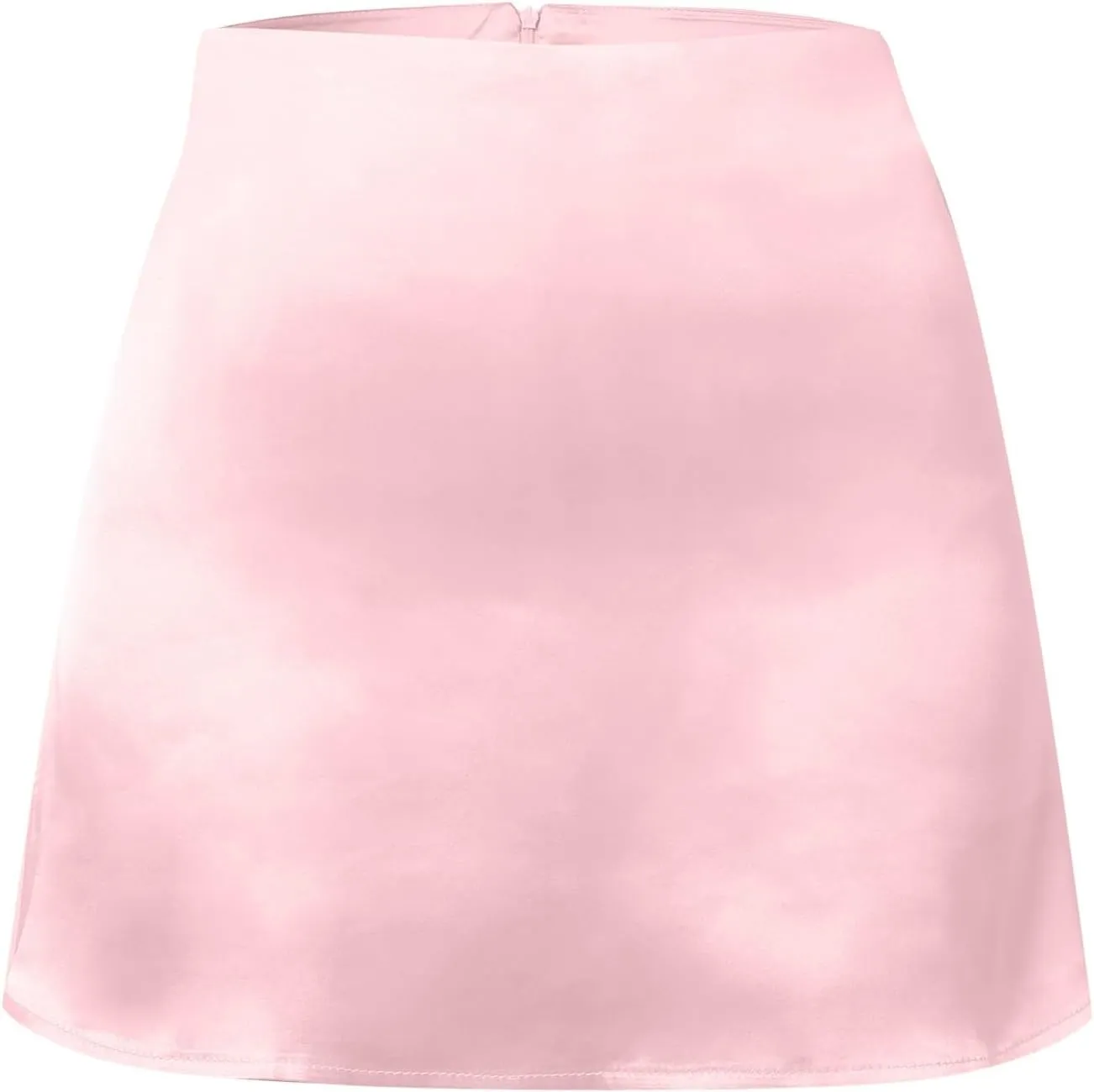 Women's Satin Elastic High Waist Zipper Skorts Versatile Stretchy Skirt Flared Casual A Line Mini Skirts Built in Shorts