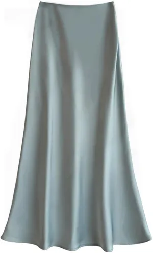 Womens Satin Silk Midi Skirt Fishtail Mermaid High Waist Long Skirts