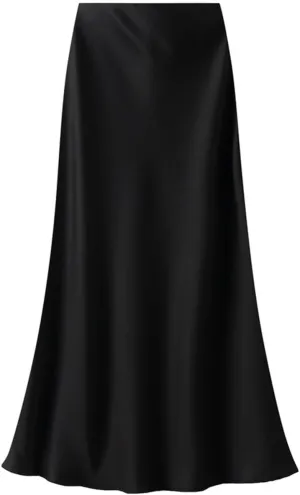 Womens Satin Silk Midi Skirt Fishtail Mermaid High Waist Long Skirts