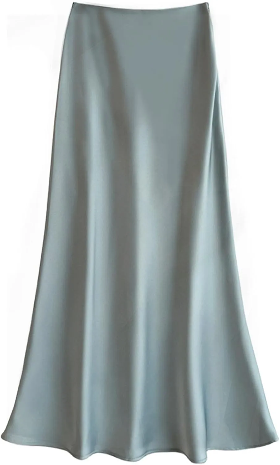 Womens Satin Silk Midi Skirt Fishtail Mermaid High Waist Long Skirts