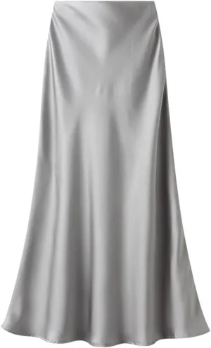 Womens Satin Silk Midi Skirt Fishtail Mermaid High Waist Long Skirts
