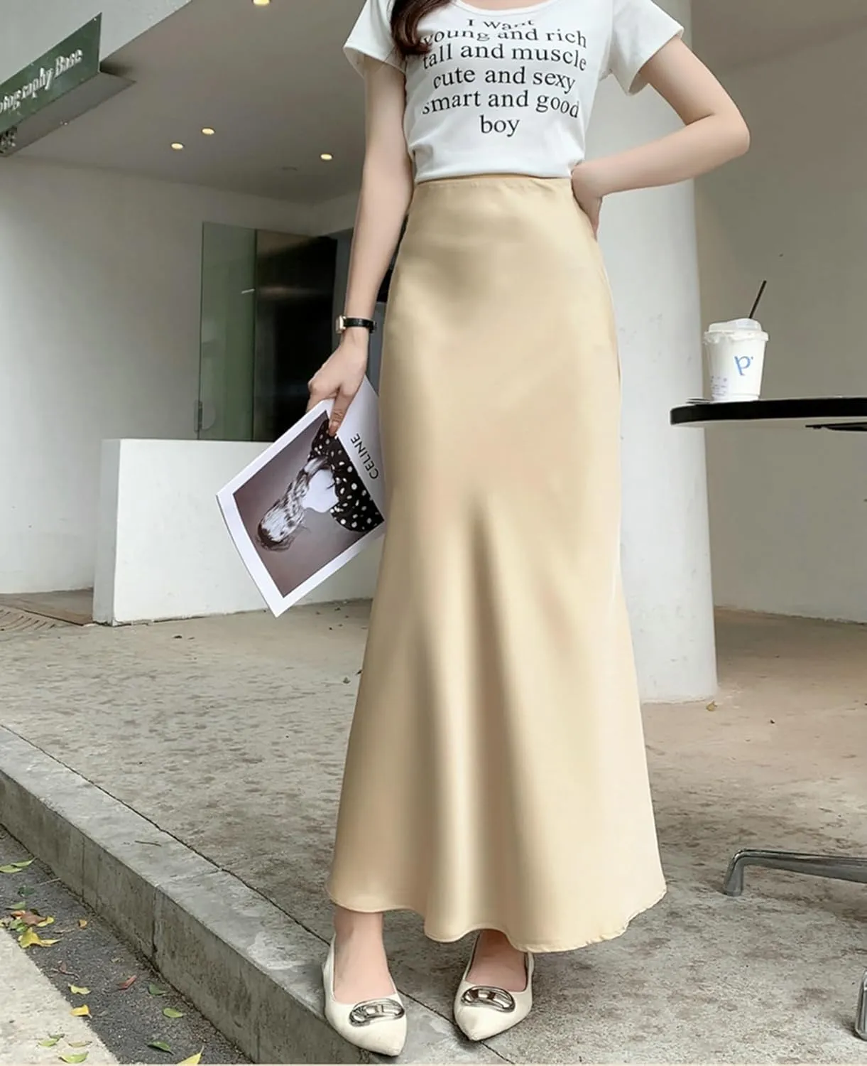 Womens Satin Silk Midi Skirt Fishtail Mermaid High Waist Long Skirts