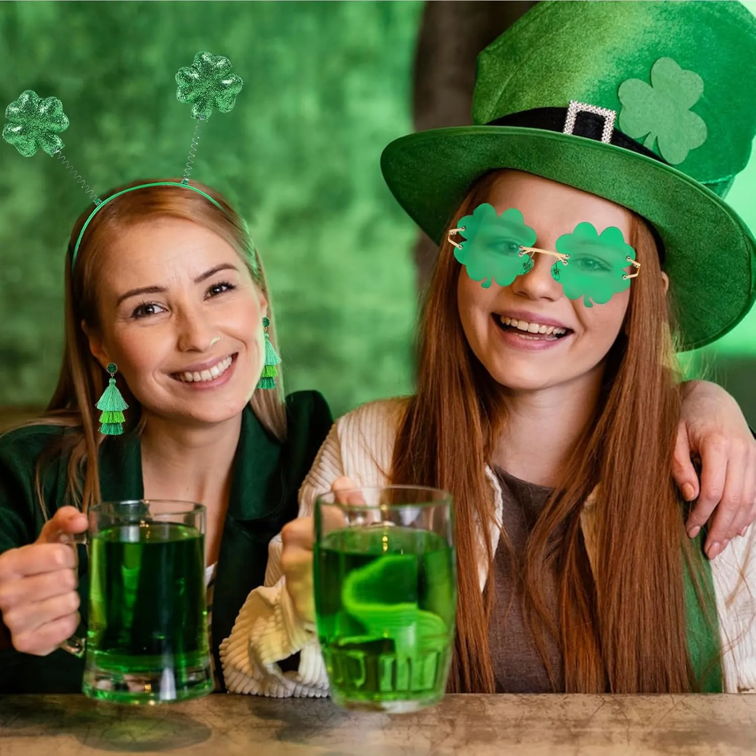 Women's St Patricks Day Headband and Glasses Earrings Set, St Patricks Day Costume Accessories for Women