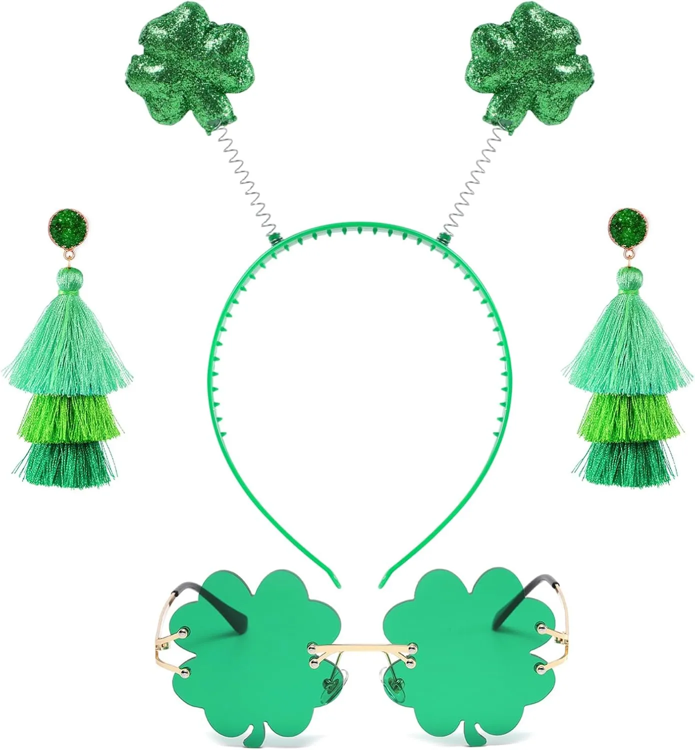 Women's St Patricks Day Headband and Glasses Earrings Set, St Patricks Day Costume Accessories for Women