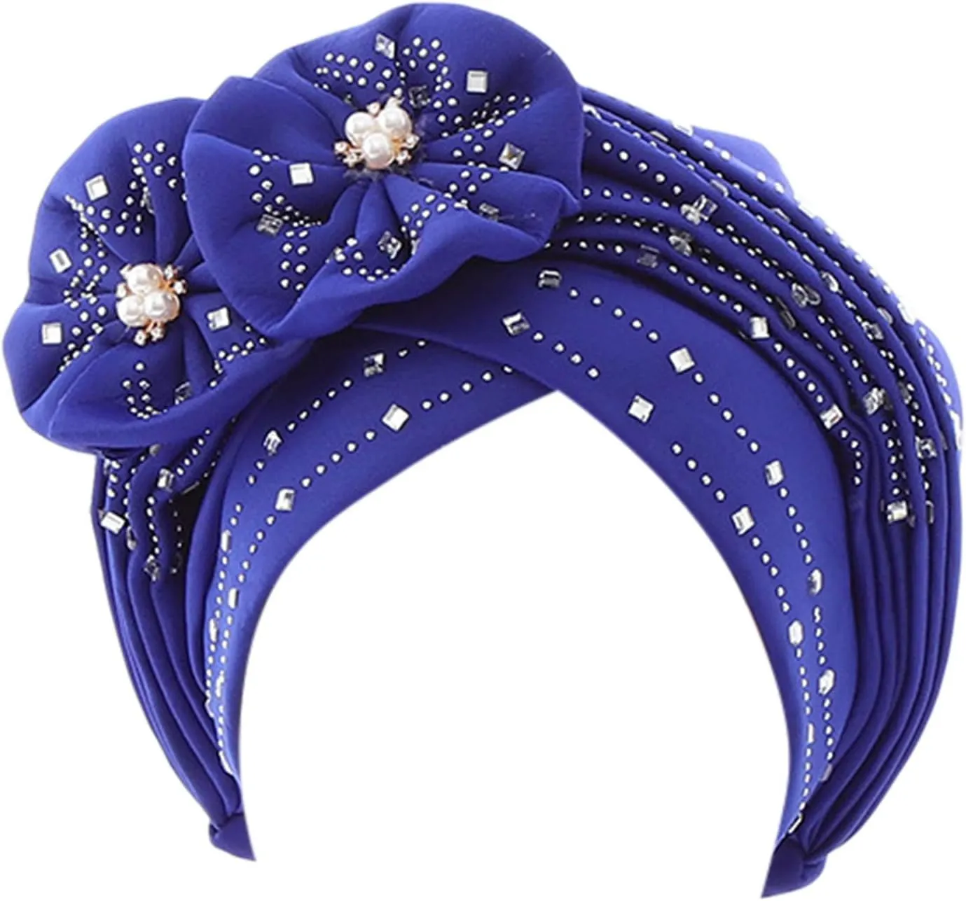 Women's Stretch Velvet Turban Hat Cancer Chemo Beaded Flower Hair Wrap Cap Headwear s Christmas Thanksgiving