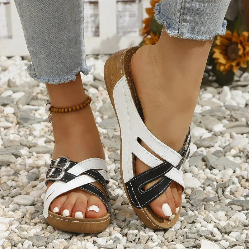 Women's Summer Adjustable Cross Strap Casual Sandals