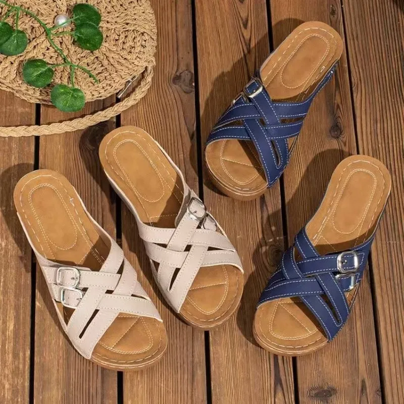 Women's Summer Adjustable Cross Strap Casual Sandals