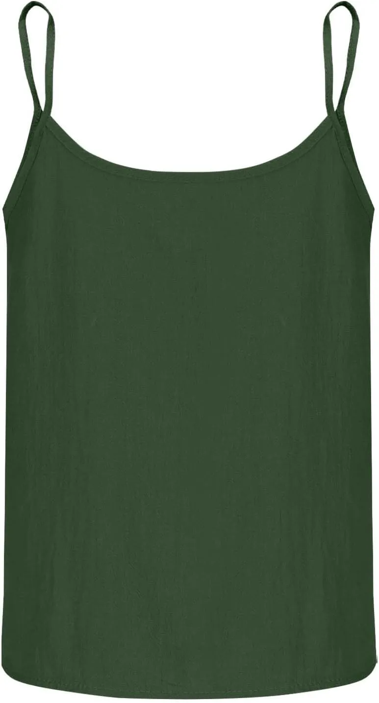 Womens Summer Cotton Linen Spaghetti Strap Tank Top V Neck Sleeveless Camisole Casual Loose Button Shirts Crop Tops