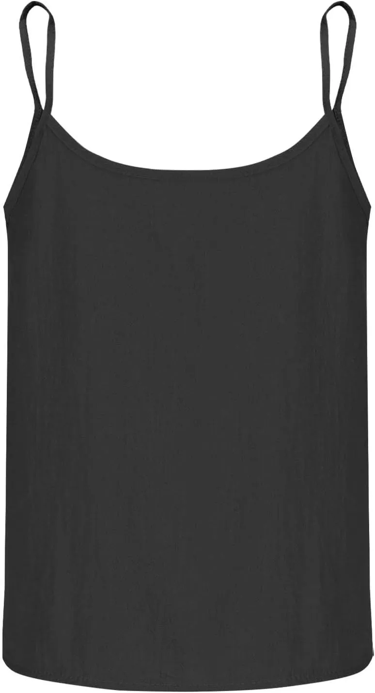 Womens Summer Cotton Linen Spaghetti Strap Tank Top V Neck Sleeveless Camisole Casual Loose Button Shirts Crop Tops