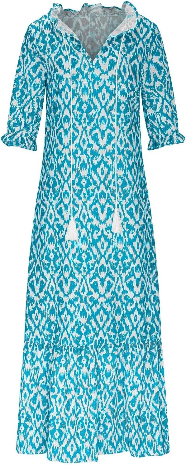 Womens Summer Dresses Short Sleeve Boho Graphic Print Maxi Dresses Loose Casual Flowy Beach Sundresses