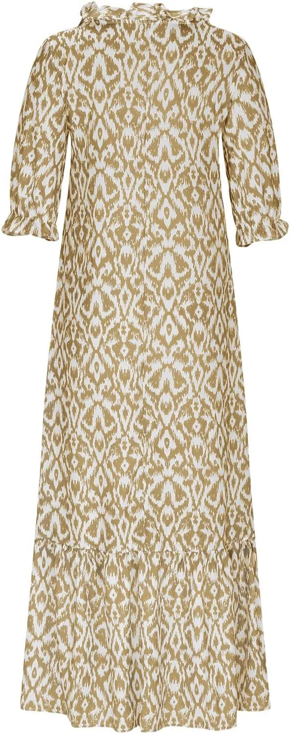 Womens Summer Dresses Short Sleeve Boho Graphic Print Maxi Dresses Loose Casual Flowy Beach Sundresses
